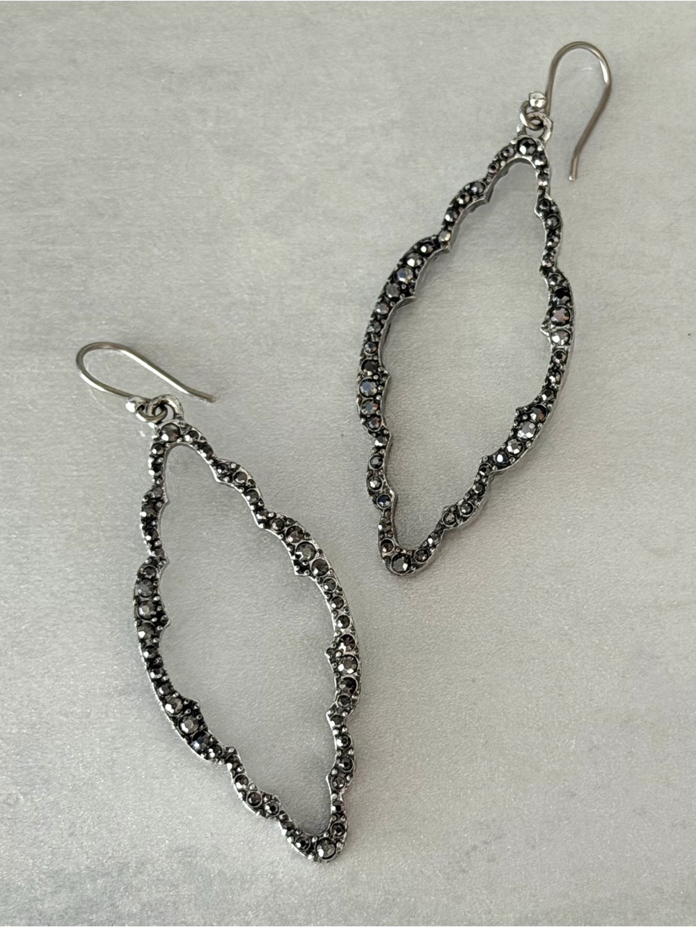 NWOT Lucky Brand Boho Openwork Antique Silvertone with Crystals Earrings